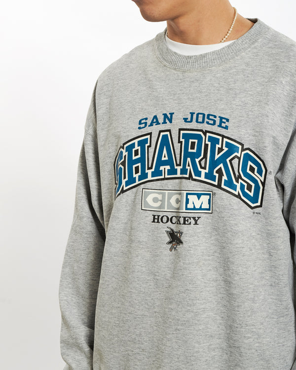 Vintage 90s NHL San Jose Sharks Sweatshirt <br>L , The Real Deal , newtown, sydney, australia, thrift store, opshop, preloved, secondhand, sustainable, retro, antique, 70s, 80s, 90s, 2000s, 00s, fashion, clothing, streetwear, trendy, garment, style, boutique, store, shop, archive, sale, cheap, best, top