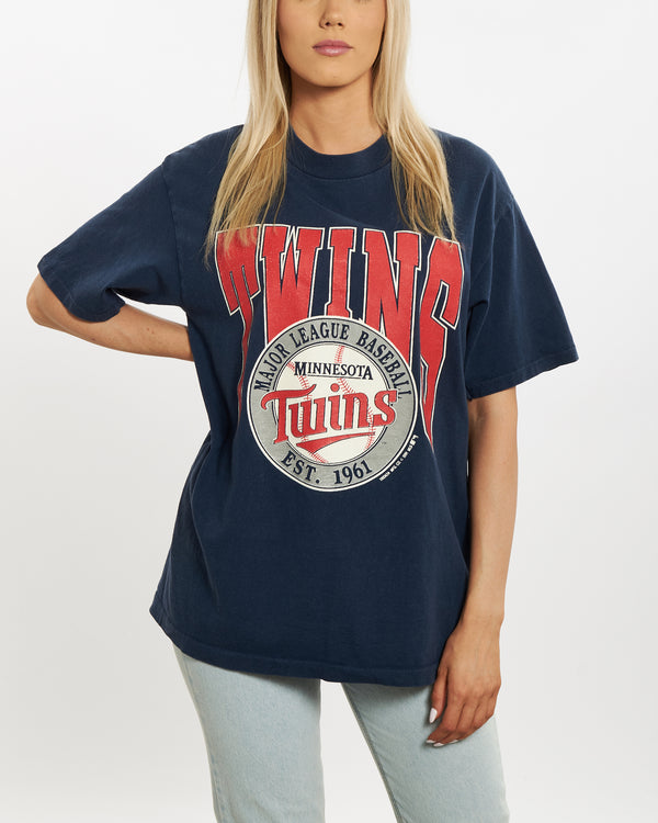 Vintage 1991 MLB Minnesota Twins Tee <br>M , The Real Deal , newtown, sydney, australia, thrift store, opshop, preloved, secondhand, sustainable, retro, antique, 70s, 80s, 90s, 2000s, 00s, fashion, clothing, streetwear, trendy, garment, style, boutique, store, shop, archive, sale, cheap, best, top