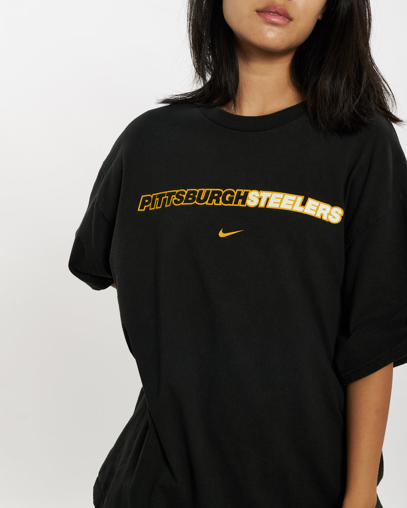 Vintage 90s Nike NFL Pittsburgh Steelers Tee <br>L , The Real Deal , newtown, sydney, australia, thrift store, opshop, preloved, secondhand, sustainable, retro, antique, 70s, 80s, 90s, 2000s, 00s, fashion, clothing, streetwear, trendy, garment, style, boutique, store, shop, archive, sale, cheap, best, top