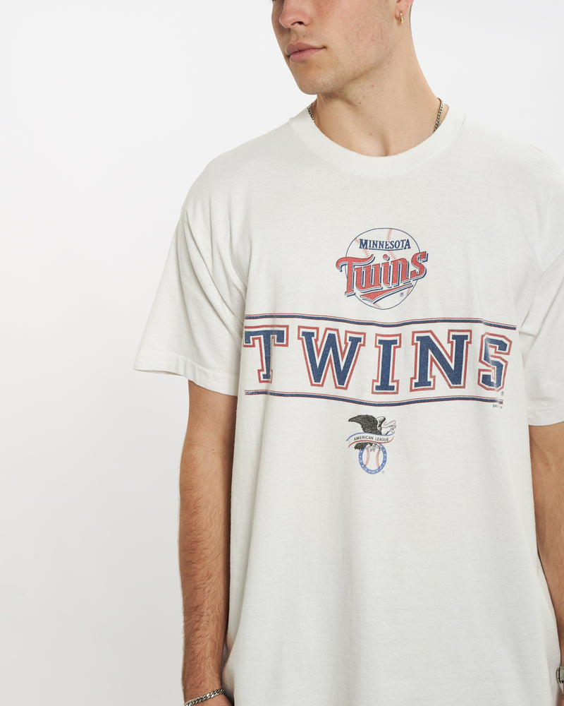 Vintage 1995 MLB Minnesota Twins Tee <br>L , The Real Deal , newtown, sydney, australia, thrift store, opshop, preloved, secondhand, sustainable, retro, antique, 70s, 80s, 90s, 2000s, 00s, fashion, clothing, streetwear, trendy, garment, style, boutique, store, shop, archive, sale, cheap, best, top