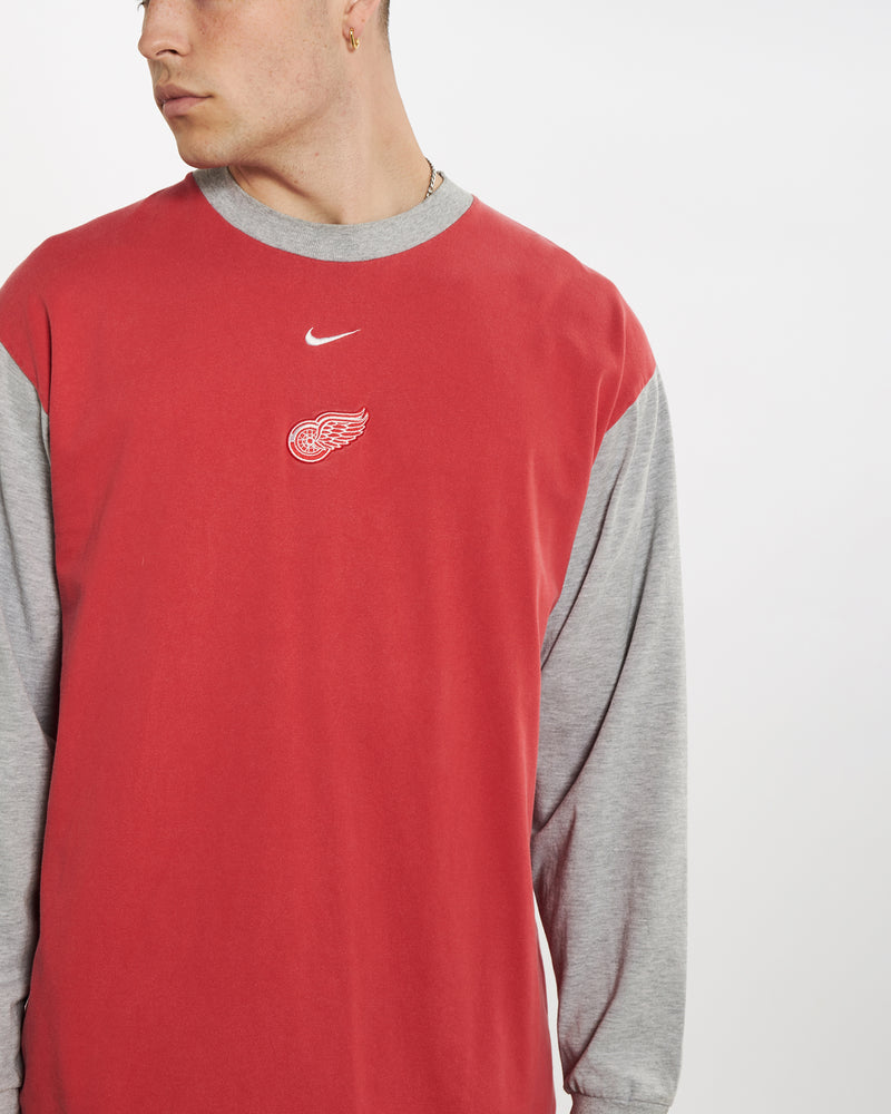 Vintage 90s Nike NHL Detroit Red Wings Long Sleeve Tee <br>L , The Real Deal , newtown, sydney, australia, thrift store, opshop, preloved, secondhand, sustainable, retro, antique, 70s, 80s, 90s, 2000s, 00s, fashion, clothing, streetwear, trendy, garment, style, boutique, store, shop, archive, sale, cheap, best, top