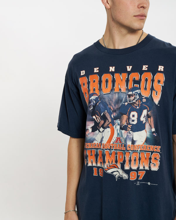 Vintage 1997 NFL Denver Broncos Tee <br>L , The Real Deal , newtown, sydney, australia, thrift store, opshop, preloved, secondhand, sustainable, retro, antique, 70s, 80s, 90s, 2000s, 00s, fashion, clothing, streetwear, trendy, garment, style, boutique, store, shop, archive, sale, cheap, best, top