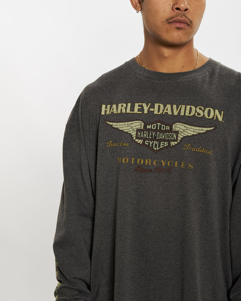 Vintage Harley Davidson Long Sleeve Tee <br>XXL , The Real Deal , newtown, sydney, australia, thrift store, opshop, preloved, secondhand, sustainable, retro, antique, 70s, 80s, 90s, 2000s, 00s, fashion, clothing, streetwear, trendy, garment, style, boutique, store, shop, archive, sale, cheap, best, top