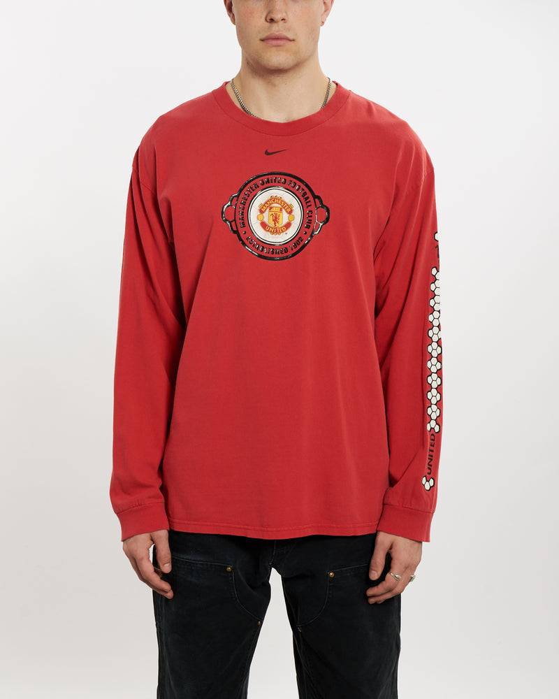 Vintage 90s Nike Manchester United F.C. Long Sleeve Tee <br>L , The Real Deal , newtown, sydney, australia, thrift store, opshop, preloved, secondhand, sustainable, retro, antique, 70s, 80s, 90s, 2000s, 00s, fashion, clothing, streetwear, trendy, garment, style, boutique, store, shop, archive, sale, cheap, best, top