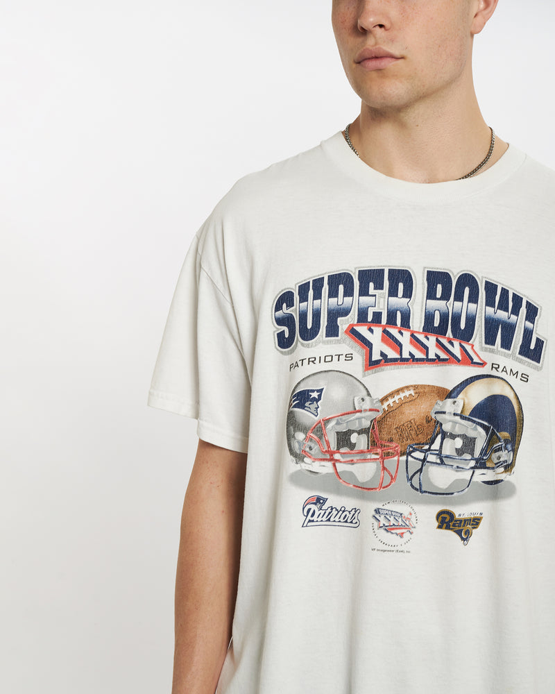 Vintage 90s NFL Patriots v Rams Super Bowl Tee <br>M