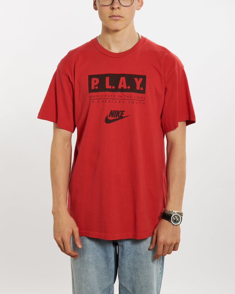 Vintage 90s Nike 'Play' Tee <br>L , The Real Deal , newtown, sydney, australia, thrift store, opshop, preloved, secondhand, sustainable, retro, antique, 70s, 80s, 90s, 2000s, 00s, fashion, clothing, streetwear, trendy, garment, style, boutique, store, shop, archive, sale, cheap, best, top