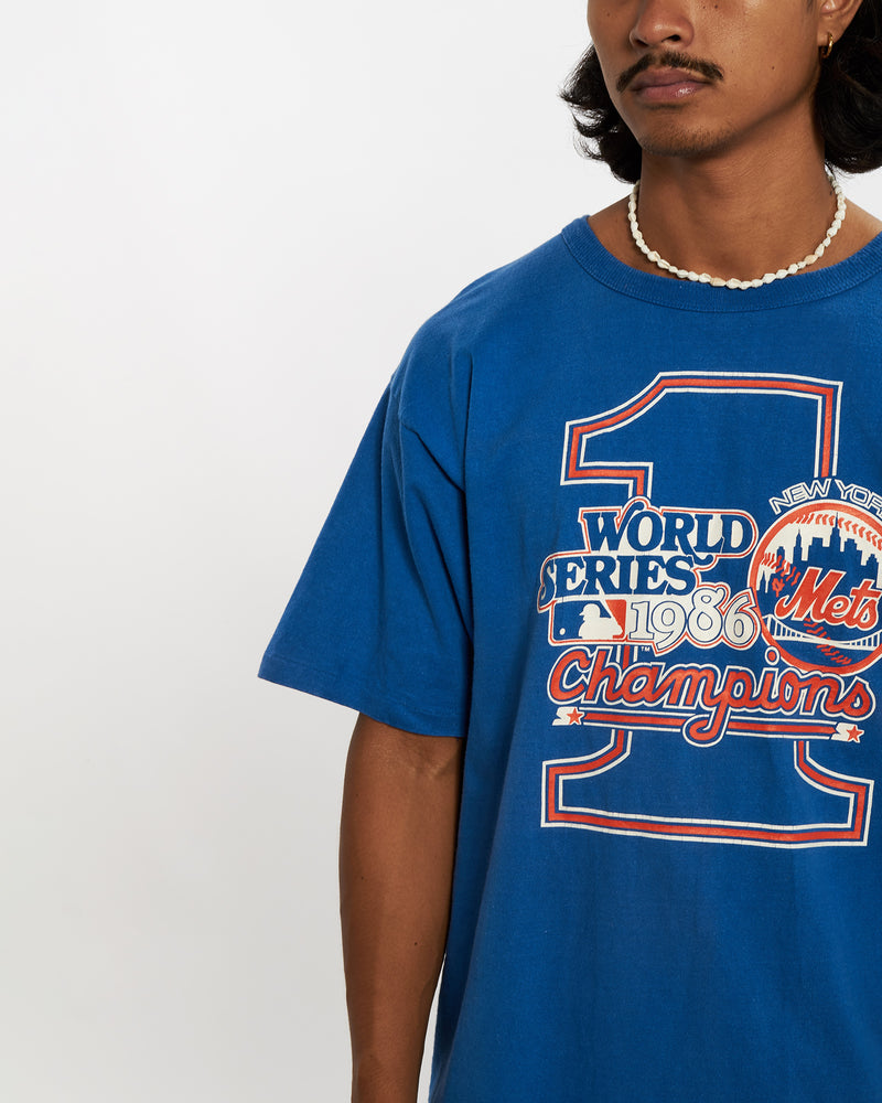 Vintage 1986 MLB New York Mets Tee <br>L , The Real Deal , newtown, sydney, australia, thrift store, opshop, preloved, secondhand, sustainable, retro, antique, 70s, 80s, 90s, 2000s, 00s, fashion, clothing, streetwear, trendy, garment, style, boutique, store, shop, archive, sale, cheap, best, top