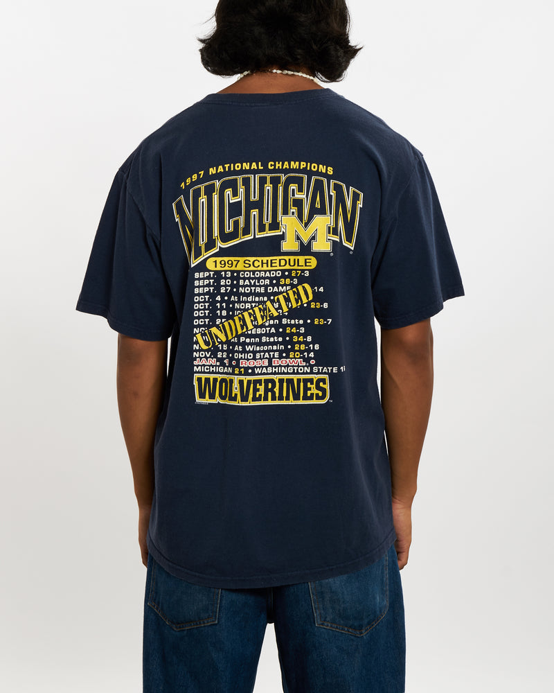 Vintage 1997 NCAA University Of Michigan Wolverines Tee <br>L , The Real Deal , newtown, sydney, australia, thrift store, opshop, preloved, secondhand, sustainable, retro, antique, 70s, 80s, 90s, 2000s, 00s, fashion, clothing, streetwear, trendy, garment, style, boutique, store, shop, archive, sale, cheap, best, top