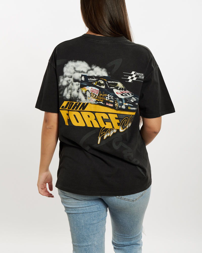 Vintage 90s John Force Fan Club Racing Tee <br>M