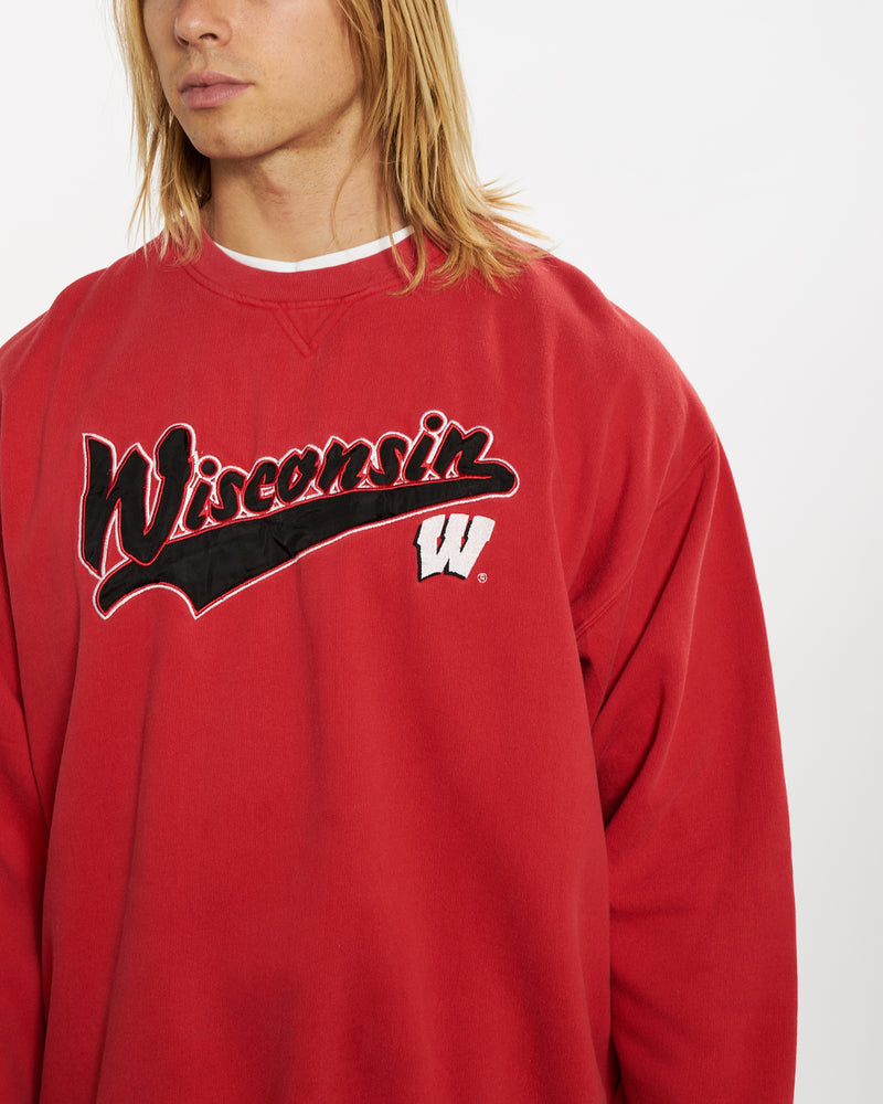 Vintage 90s NCAA University of Wisconsin Badgers Sweatshirt <br>XL , The Real Deal , newtown, sydney, australia, thrift store, opshop, preloved, secondhand, sustainable, retro, antique, 70s, 80s, 90s, 2000s, 00s, fashion, clothing, streetwear, trendy, garment, style, boutique, store, shop, archive, sale, cheap, best, top