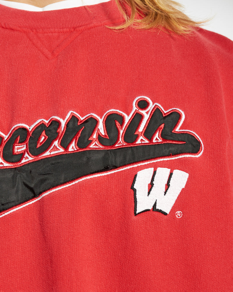 Vintage 90s NCAA University of Wisconsin Badgers Sweatshirt <br>XL , The Real Deal , newtown, sydney, australia, thrift store, opshop, preloved, secondhand, sustainable, retro, antique, 70s, 80s, 90s, 2000s, 00s, fashion, clothing, streetwear, trendy, garment, style, boutique, store, shop, archive, sale, cheap, best, top