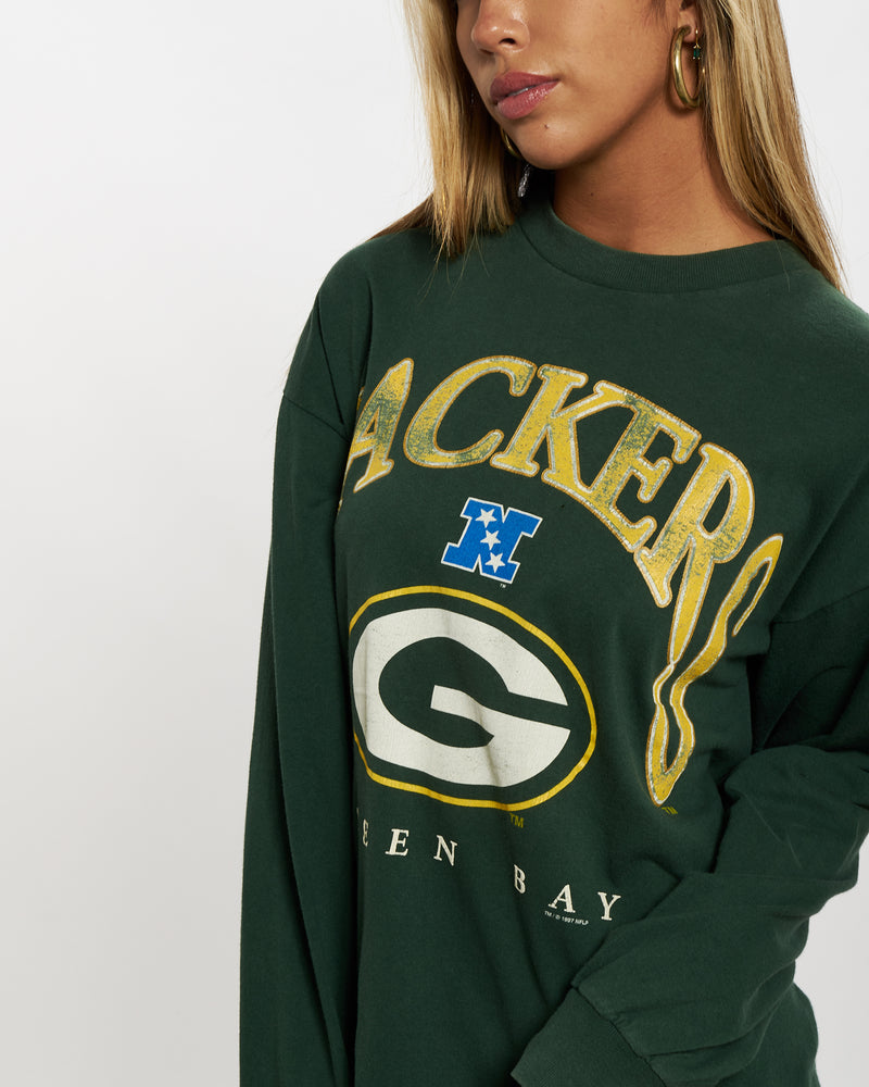 Vintage 1997 NFL Green Bay Packers Long Sleeve Tee <br>XS , The Real Deal , newtown, sydney, australia, thrift store, opshop, preloved, secondhand, sustainable, retro, antique, 70s, 80s, 90s, 2000s, 00s, fashion, clothing, streetwear, trendy, garment, style, boutique, store, shop, archive, sale, cheap, best, top