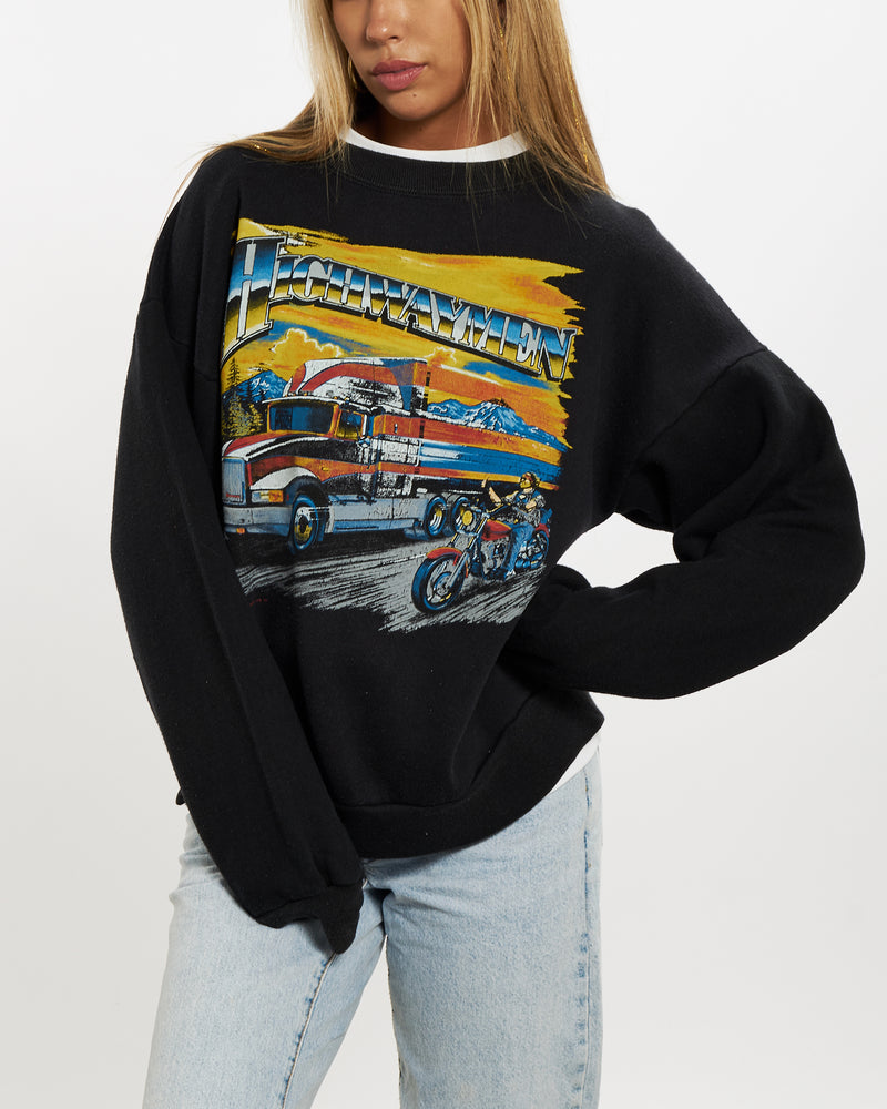 Vintage 80s Highwaymen Motorcycle Sweatshirt <br>XS , The Real Deal , newtown, sydney, australia, thrift store, opshop, preloved, secondhand, sustainable, retro, antique, 70s, 80s, 90s, 2000s, 00s, fashion, clothing, streetwear, trendy, garment, style, boutique, store, shop, archive, sale, cheap, best, top