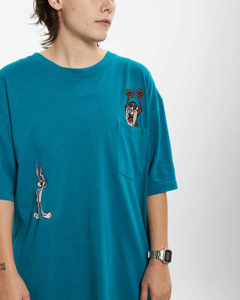 Vintage 1995 Looney Tunes 'Bugs & Taz' Pocket Tee <br>S