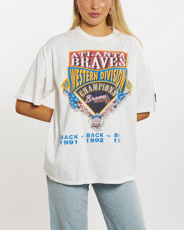 Vintage 1993 MLB Atlanta Braves Tee <br>M , The Real Deal , newtown, sydney, australia, thrift store, opshop, preloved, secondhand, sustainable, retro, antique, 70s, 80s, 90s, 2000s, 00s, fashion, clothing, streetwear, trendy, garment, style, boutique, store, shop, archive, sale, cheap, best, top