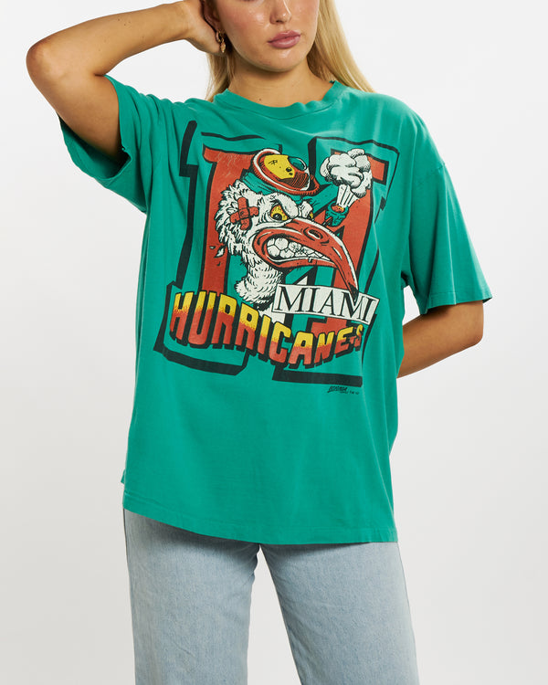 Vintage 1992 NCAA Miami Hurricanes Tee <br>M , The Real Deal , newtown, sydney, australia, thrift store, opshop, preloved, secondhand, sustainable, retro, antique, 70s, 80s, 90s, 2000s, 00s, fashion, clothing, streetwear, trendy, garment, style, boutique, store, shop, archive, sale, cheap, best, top