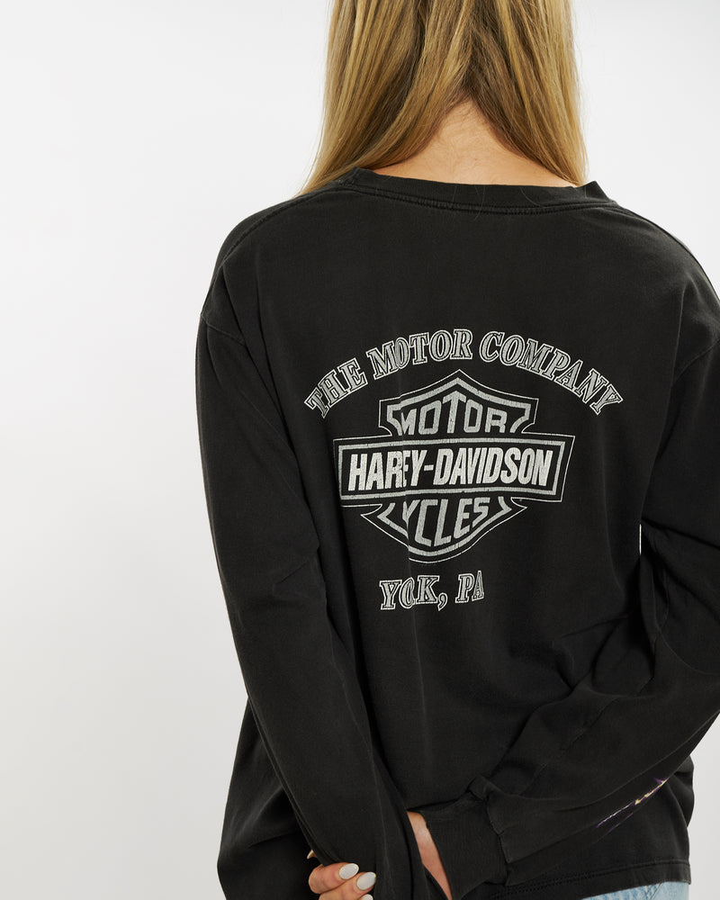 Vintage Harley Davidson Long Sleeve Tee <br>M , The Real Deal , newtown, sydney, australia, thrift store, opshop, preloved, secondhand, sustainable, retro, antique, 70s, 80s, 90s, 2000s, 00s, fashion, clothing, streetwear, trendy, garment, style, boutique, store, shop, archive, sale, cheap, best, top