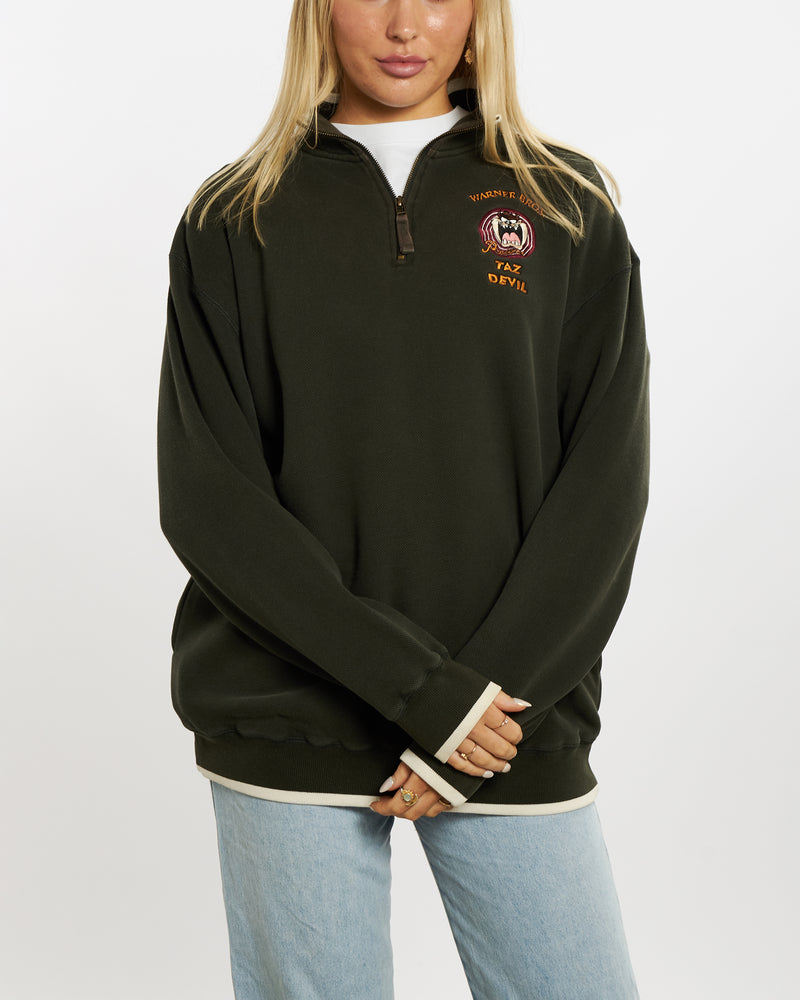 1996 Looney Tunes Taz Devil Quarter Zip Sweatshirt <br>M