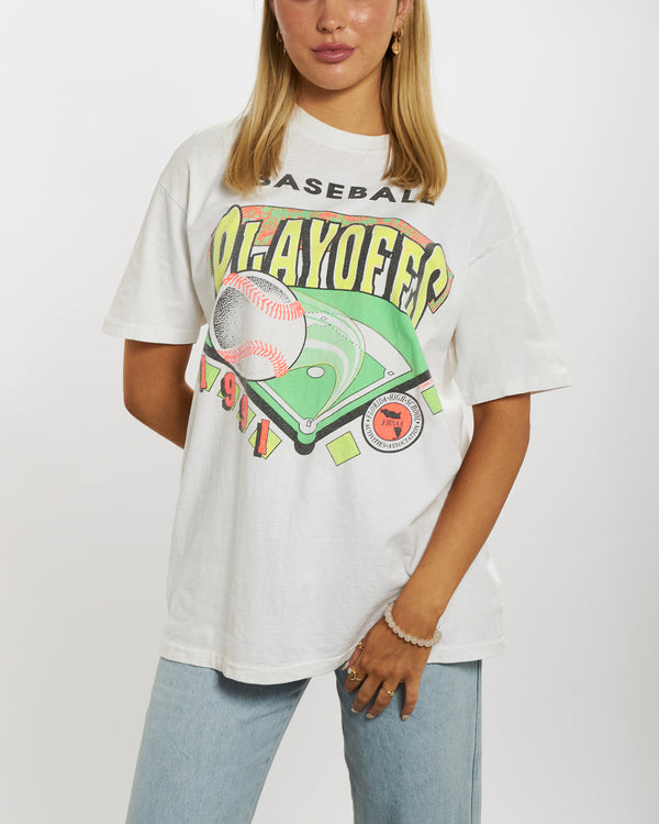 Vintage 1991 Baseball Playoffs Tee <br>M