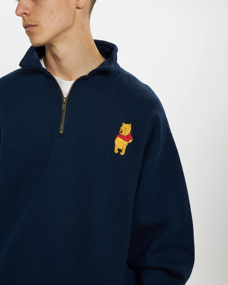 Vintage 90s Disney Winnie The Pooh Quarter Zip Sweater <br>L