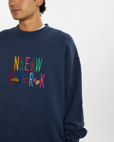 Vintage 90s New York Embroidered Sweatshirt <br>L , The Real Deal , newtown, sydney, australia, thrift store, opshop, preloved, secondhand, sustainable, retro, antique, 70s, 80s, 90s, 2000s, 00s, fashion, clothing, streetwear, trendy, garment, style, boutique, store, shop, archive, sale, cheap, best, top