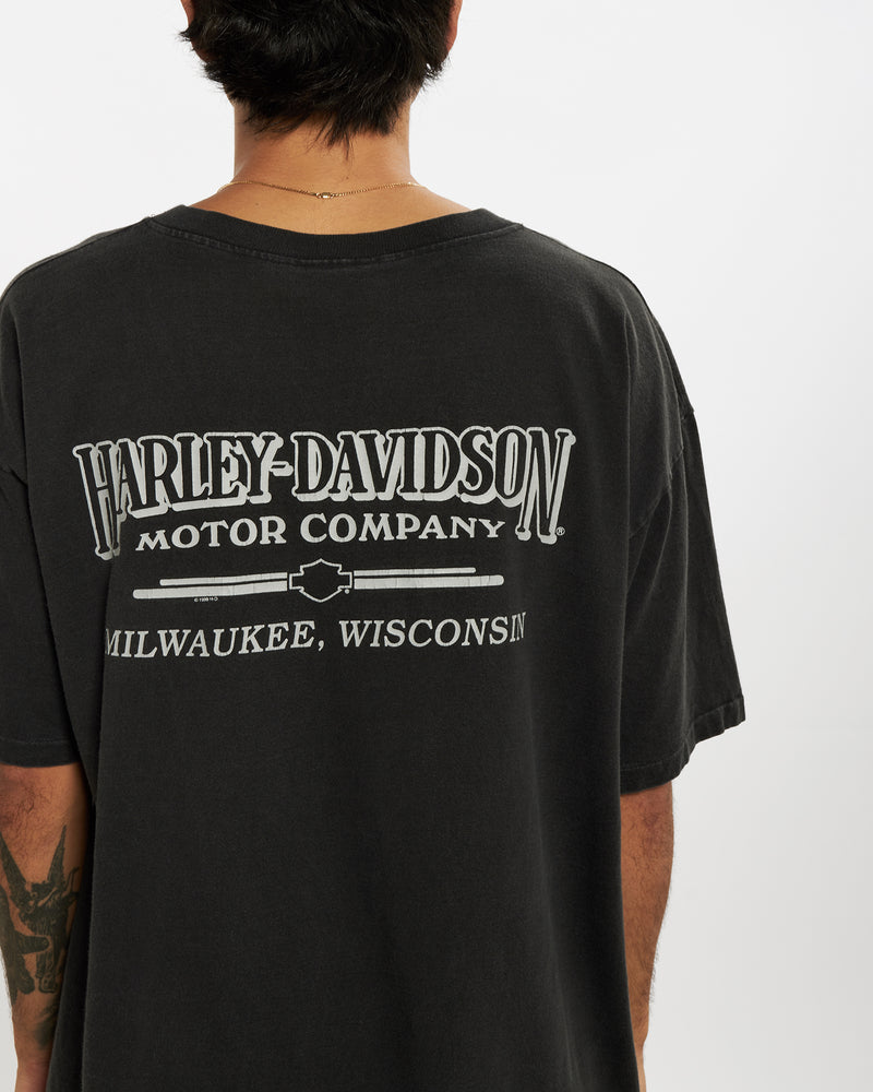 Vintage 1997 Harley Davidson Henley Tee <br>L , The Real Deal , newtown, sydney, australia, thrift store, opshop, preloved, secondhand, sustainable, retro, antique, 70s, 80s, 90s, 2000s, 00s, fashion, clothing, streetwear, trendy, garment, style, boutique, store, shop, archive, sale, cheap, best, top