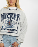 Vintage 90s Disney Mickey Mouse Cropped Sweatshirt <br>M , The Real Deal , newtown, sydney, australia, thrift store, opshop, preloved, secondhand, sustainable, retro, antique, 70s, 80s, 90s, 2000s, 00s, fashion, clothing, streetwear, trendy, garment, style, boutique, store, shop, archive, sale, cheap, best, top