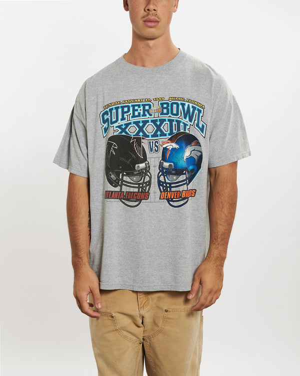 Vintage 1999 NFL Super Bowl 'Falcons v Broncos' Tee <br>XL , The Real Deal , newtown, sydney, australia, thrift store, opshop, preloved, secondhand, sustainable, retro, antique, 70s, 80s, 90s, 2000s, 00s, fashion, clothing, streetwear, trendy, garment, style, boutique, store, shop, archive, sale, cheap, best, top