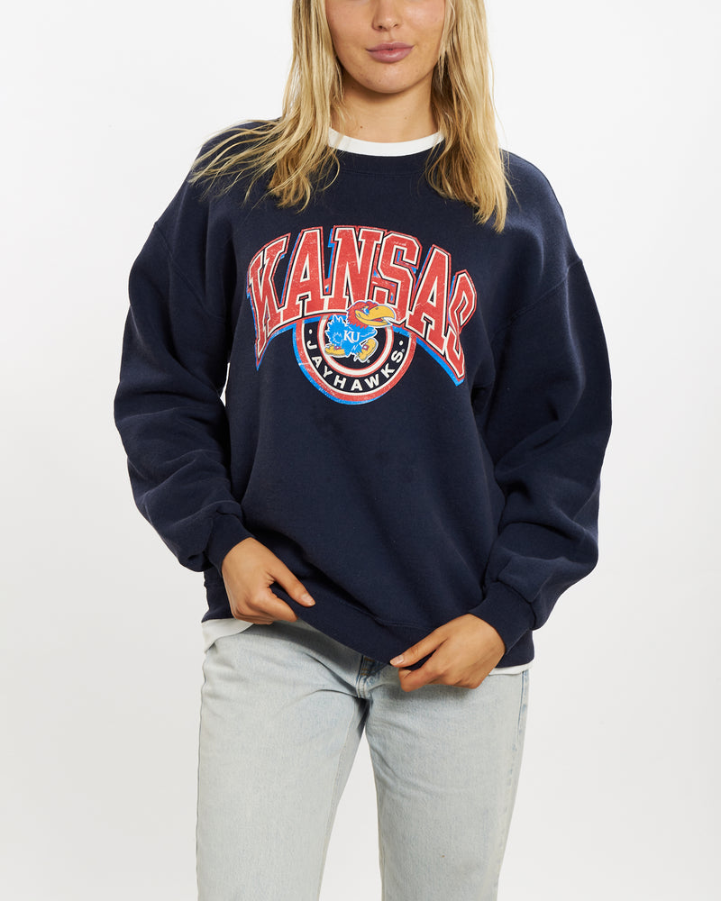 Vintage 90s NCAA University of Kansas Jayhawks Sweatshirt <br>M , The Real Deal , newtown, sydney, australia, thrift store, opshop, preloved, secondhand, sustainable, retro, antique, 70s, 80s, 90s, 2000s, 00s, fashion, clothing, streetwear, trendy, garment, style, boutique, store, shop, archive, sale, cheap, best, top