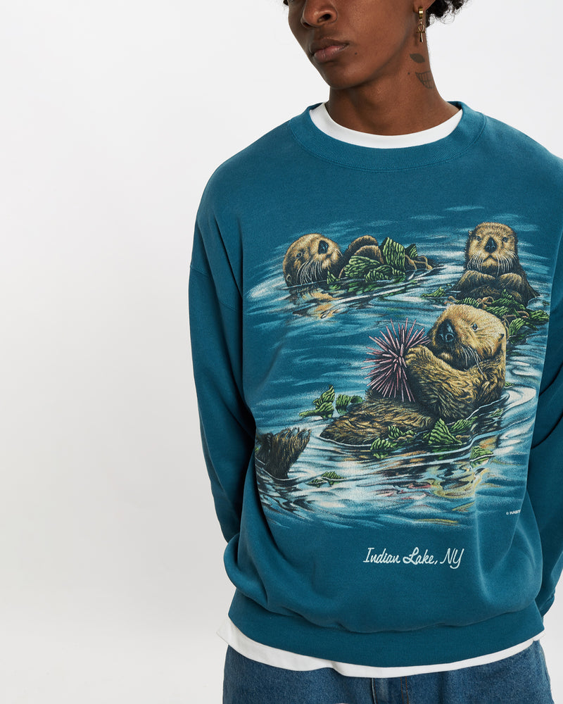 Vintage 90s Wildlife 'Otters' Sweatshirt <br>L , The Real Deal , newtown, sydney, australia, thrift store, opshop, preloved, secondhand, sustainable, retro, antique, 70s, 80s, 90s, 2000s, 00s, fashion, clothing, streetwear, trendy, garment, style, boutique, store, shop, archive, sale, cheap, best, top