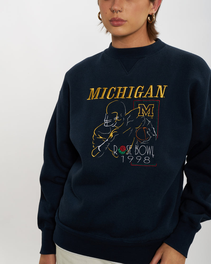 Vintage 1998 NCAA University of Michigan Wolverines Rose Bowl Sweatshirt <br>M , The Real Deal , newtown, sydney, australia, thrift store, opshop, preloved, secondhand, sustainable, retro, antique, 70s, 80s, 90s, 2000s, 00s, fashion, clothing, streetwear, trendy, garment, style, boutique, store, shop, archive, sale, cheap, best, top