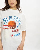 Vintage 90s New York Slammin' & Jammin' Basketball Tee <br>S , The Real Deal , newtown, sydney, australia, thrift store, opshop, preloved, secondhand, sustainable, retro, antique, 70s, 80s, 90s, 2000s, 00s, fashion, clothing, streetwear, trendy, garment, style, boutique, store, shop, archive, sale, cheap, best, top