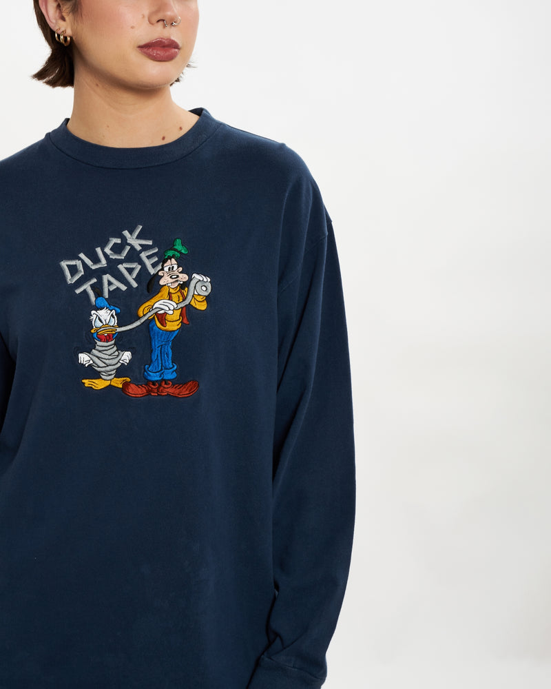 Vintage Disney Mickey Mouse Donald And Goofy Long Sleeve Tee <br>M , The Real Deal , newtown, sydney, australia, thrift store, opshop, preloved, secondhand, sustainable, retro, antique, 70s, 80s, 90s, 2000s, 00s, fashion, clothing, streetwear, trendy, garment, style, boutique, store, shop, archive, sale, cheap, best, top