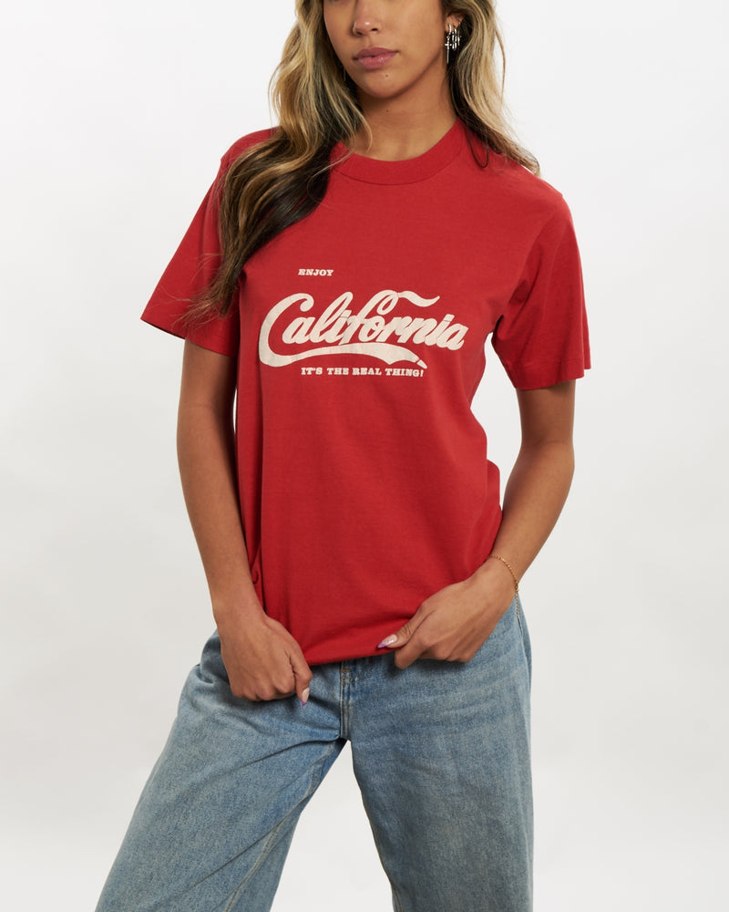 Vintage 80s Enjoy California 'Coca-Cola' Parody Tee <br>S , The Real Deal , newtown, sydney, australia, thrift store, opshop, preloved, secondhand, sustainable, retro, antique, 70s, 80s, 90s, 2000s, 00s, fashion, clothing, streetwear, trendy, garment, style, boutique, store, shop, archive, sale, cheap, best, top