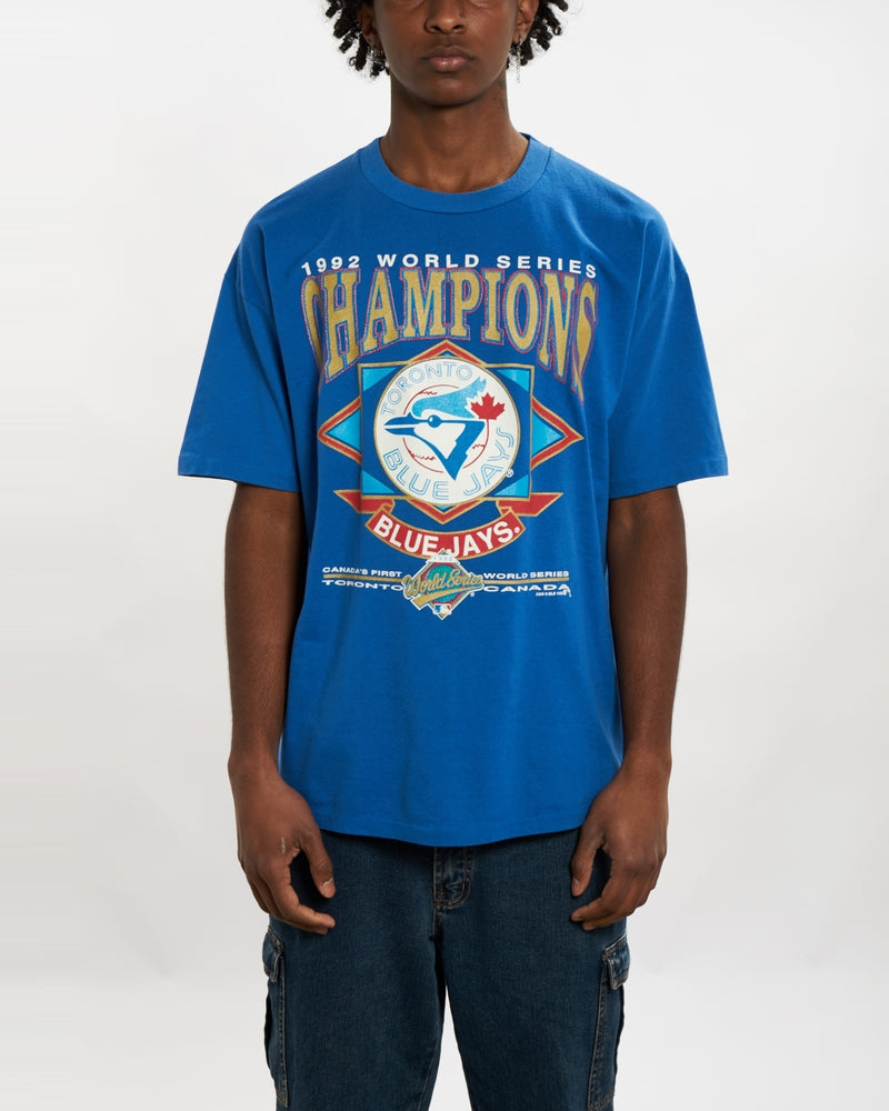 Vintage 1992 MLB Toronto Blue Jays Tee <br>L , The Real Deal , newtown, sydney, australia, thrift store, opshop, preloved, secondhand, sustainable, retro, antique, 70s, 80s, 90s, 2000s, 00s, fashion, clothing, streetwear, trendy, garment, style, boutique, store, shop, archive, sale, cheap, best, top