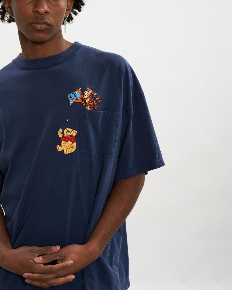 Vintage Disney Winnie The Pooh Embroidered Pocket Tee  <br>L