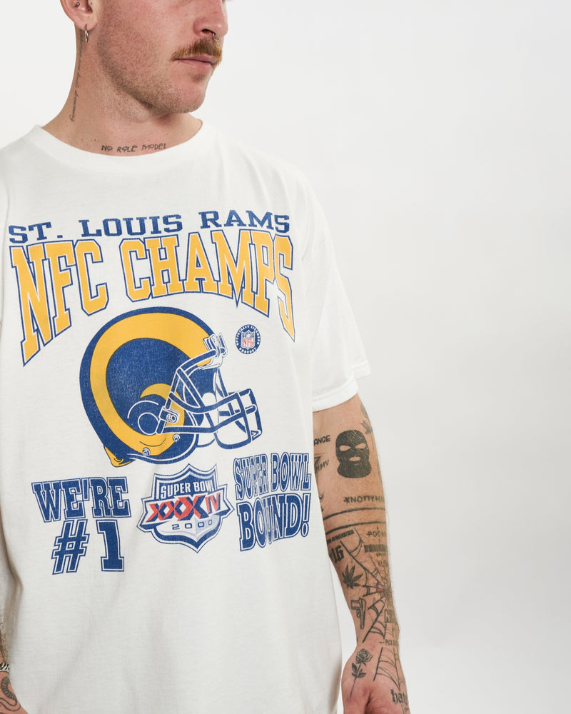 Vintage NFL St. Louis Rams Tee <br>L , The Real Deal , newtown, sydney, australia, thrift store, opshop, preloved, secondhand, sustainable, retro, antique, 70s, 80s, 90s, 2000s, 00s, fashion, clothing, streetwear, trendy, garment, style, boutique, store, shop, archive, sale, cheap, best, top