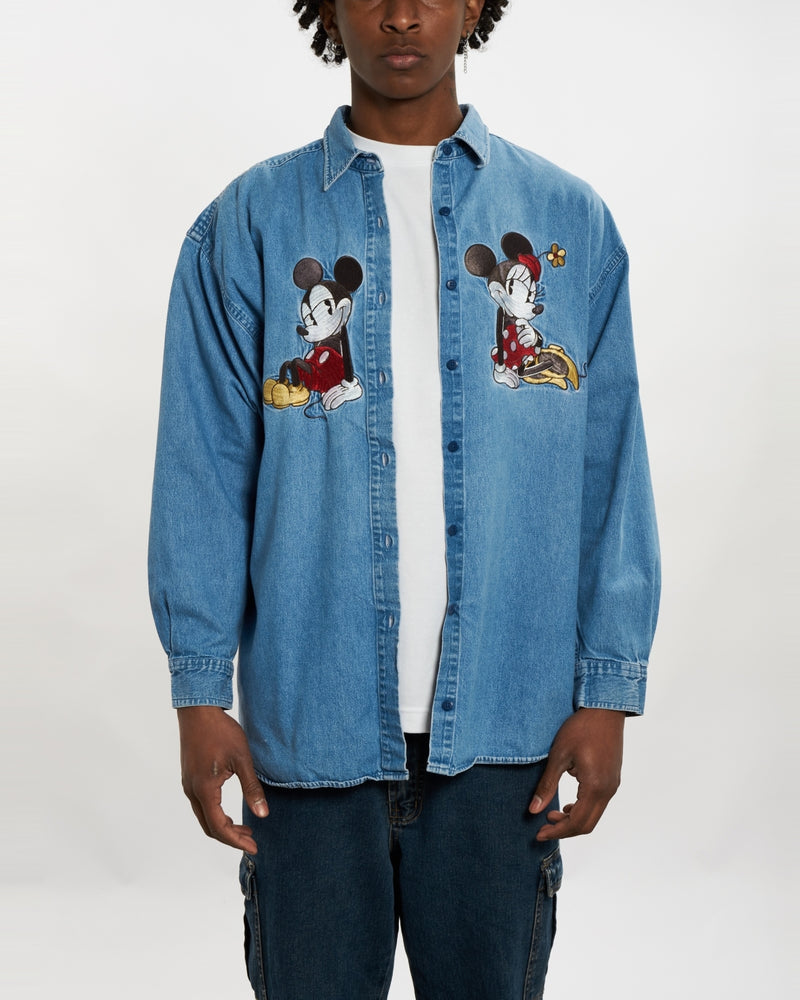 Vintage 90s Disney Mickey Mouse Button Up Shirt <br>L , The Real Deal , newtown, sydney, australia, thrift store, opshop, preloved, secondhand, sustainable, retro, antique, 70s, 80s, 90s, 2000s, 00s, fashion, clothing, streetwear, trendy, garment, style, boutique, store, shop, archive, sale, cheap, best, top