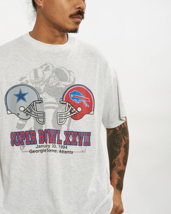 Vintage 1994 NFL Cowboys vs Bills Super Bowl Tee <br>L