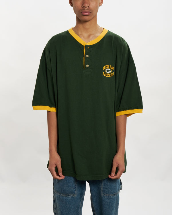 Vintage 1999 Green Bay Packers Henley Tee  <br>L