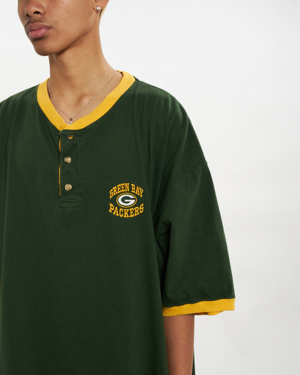 Vintage 1999 Green Bay Packers Henley Tee <br>L , The Real Deal , newtown, sydney, australia, thrift store, opshop, preloved, secondhand, sustainable, retro, antique, 70s, 80s, 90s, 2000s, 00s, fashion, clothing, streetwear, trendy, garment, style, boutique, store, shop, archive, sale, cheap, best, top