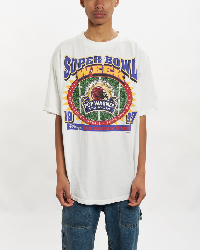 Vintage 1997 Disney Super Bowl Week Tee <br>L , The Real Deal , newtown, sydney, australia, thrift store, opshop, preloved, secondhand, sustainable, retro, antique, 70s, 80s, 90s, 2000s, 00s, fashion, clothing, streetwear, trendy, garment, style, boutique, store, shop, archive, sale, cheap, best, top