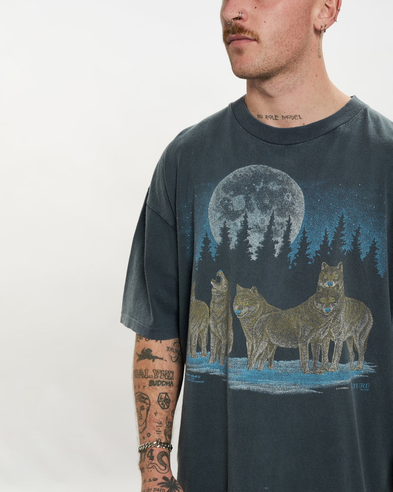 Vintage 90s Nature Series Wolf Tee <br>L , The Real Deal , newtown, sydney, australia, thrift store, opshop, preloved, secondhand, sustainable, retro, antique, 70s, 80s, 90s, 2000s, 00s, fashion, clothing, streetwear, trendy, garment, style, boutique, store, shop, archive, sale, cheap, best, top