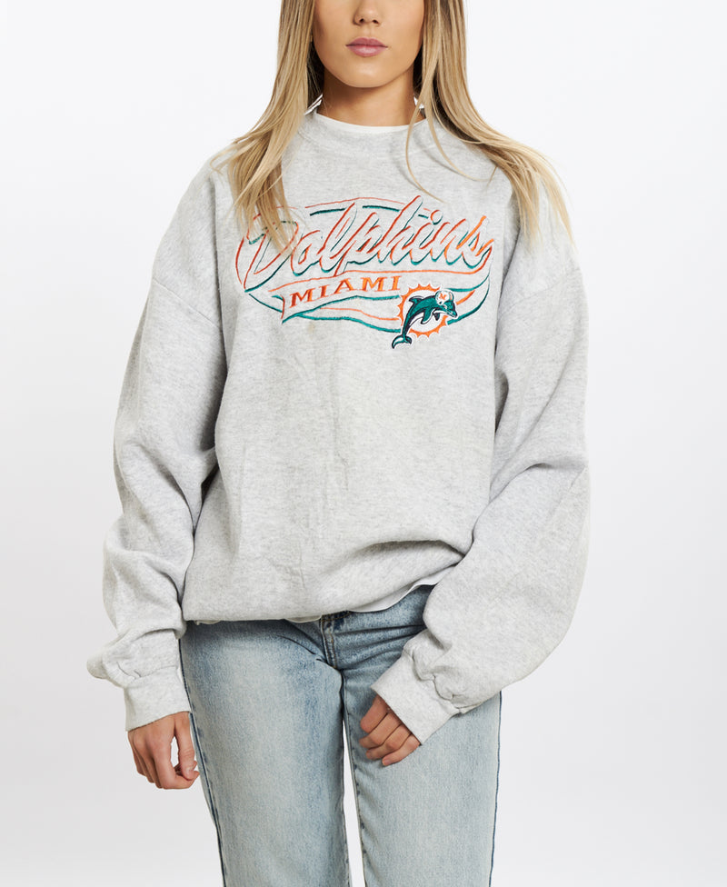 Vintage 90s Miami Dolphins Embroidered Sweatshirt <br>M , The Real Deal , newtown, sydney, australia, thrift store, opshop, preloved, secondhand, sustainable, retro, antique, 70s, 80s, 90s, 2000s, 00s, fashion, clothing, streetwear, trendy, garment, style, boutique, store, shop, archive, sale, cheap, best, top