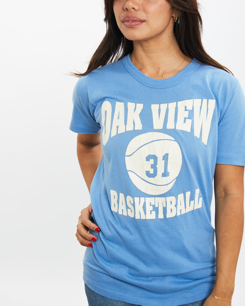 Vintage 70s Oak View Basketball Tee <br>XXS , The Real Deal , newtown, sydney, australia, thrift store, opshop, preloved, secondhand, sustainable, retro, antique, 70s, 80s, 90s, 2000s, 00s, fashion, clothing, streetwear, trendy, garment, style, boutique, store, shop, archive, sale, cheap, best, top