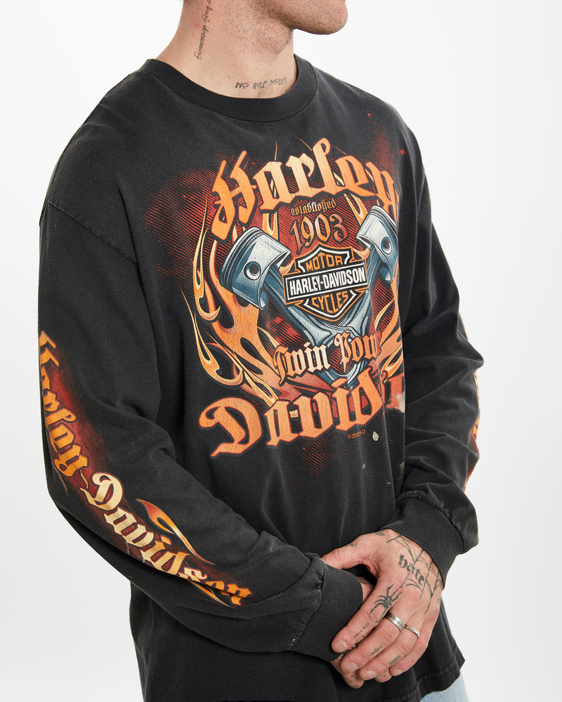 Harley Davidson Long Sleeve Tee <br>L , The Real Deal , newtown, sydney, australia, thrift store, opshop, preloved, secondhand, sustainable, retro, antique, 70s, 80s, 90s, 2000s, 00s, fashion, clothing, streetwear, trendy, garment, style, boutique, store, shop, archive, sale, cheap, best, top