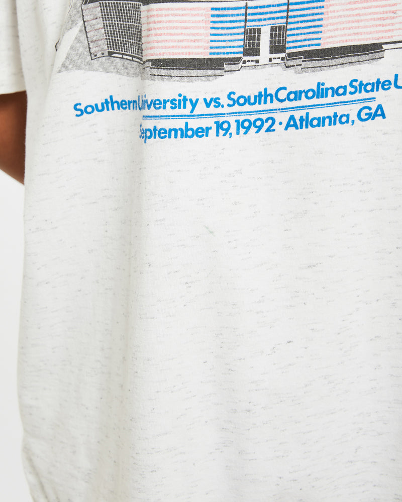 Vintage 1992 NCAA Southern University vs South Carolina University Duel In The Dome Tee <br>S , The Real Deal , newtown, sydney, australia, thrift store, opshop, preloved, secondhand, sustainable, retro, antique, 70s, 80s, 90s, 2000s, 00s, fashion, clothing, streetwear, trendy, garment, style, boutique, store, shop, archive, sale, cheap, best, top