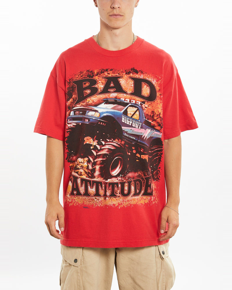 Vintage 90s Bad Attitude Monster Truck Tee <br>XL , The Real Deal , newtown, sydney, australia, thrift store, opshop, preloved, secondhand, sustainable, retro, antique, 70s, 80s, 90s, 2000s, 00s, fashion, clothing, streetwear, trendy, garment, style, boutique, store, shop, archive, sale, cheap, best, top