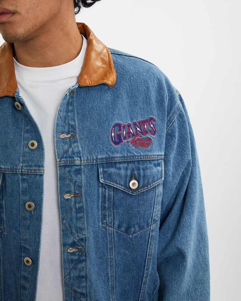 Vintage 90s NFL New York Giants Denim Jacket <br>L , The Real Deal , newtown, sydney, australia, thrift store, opshop, preloved, secondhand, sustainable, retro, antique, 70s, 80s, 90s, 2000s, 00s, fashion, clothing, streetwear, trendy, garment, style, boutique, store, shop, archive, sale, cheap, best, top