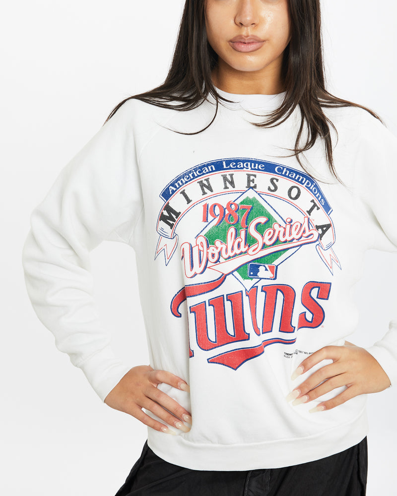 Vintage 1987 MLB Minnesota Twins Sweatshirt <br>S , The Real Deal , newtown, sydney, australia, thrift store, opshop, preloved, secondhand, sustainable, retro, antique, 70s, 80s, 90s, 2000s, 00s, fashion, clothing, streetwear, trendy, garment, style, boutique, store, shop, archive, sale, cheap, best, top